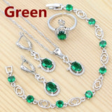 925 Sterling Silver Bridal Jewelry Set Sapphire Ring Earrings Bracelet Necklace Pendant for Women Party Accessories