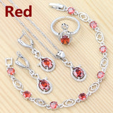 925 Sterling Silver Bridal Jewelry Set Sapphire Ring Earrings Bracelet Necklace Pendant for Women Party Accessories