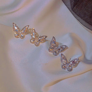 Korean New Fashion Butterfly Earrings For Women Punk Rhinestone Style Cute Girl Zircon Stud Earrings Kpop Jewelry 2020 Wholesale