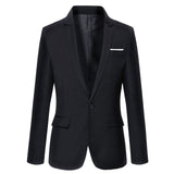 Mens Korean slim fit blazer masculino cotton blazer Suit Office Jacket black blue  plus size Male blazers Mens coat Wedding