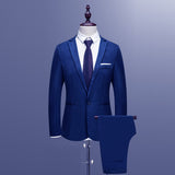 2021 new design Men's Slim Button Suit Pure Color Dress Blazer Host Show Jacket Coat & Pant New Mens Formal Blazer