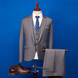 2020 Black Men's Suit 3 Pieces Set One-Button Flat Slim Fit Casual Tuxedos For Wedding Prom (Jacket+Pants+Vest) costume homme