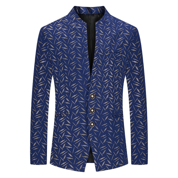 Men's Business Casual Blazer Men's Slim Formal Suit Jacket Coat Single Breasted Long Sleeve Printing Top