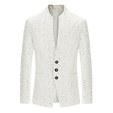 Men's Business Casual Blazer Men's Slim Formal Suit Jacket Coat Single Breasted Long Sleeve Printing Top