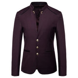 Chinese Style Mandarin Stand Collar Business Casual Wedding Slim Fit Blazer Men Casual Suit Jacket Male Coat 4XL