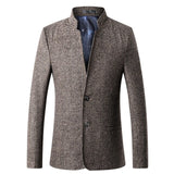 New Casual Blazer Men Slim Fit Stand Collar Suit Jacket Spring Autumn Blazer Masculino Dress Coat Male Suit Jacket
