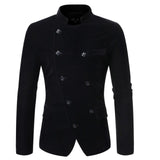 Men's Suit Tops New Fashion Simple Men's Casual Slant Placket Double-breasted Stand-up Collar Suit