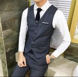 New 2021 High Quality Black Blue Groomsmens Vest Wedding Prom Party Waistcoat Mens Vests Casual Wear Formal Business Male Vest