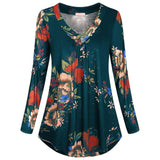 5XL Plus Size Women Tunic Shirt Women Plus Size Long Sleeve Print V-neck Blouses Button Pullover Tops Shirt Tops With Button