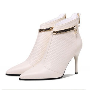 Rimocy Women Sexy Pointed Toe Super High Heels Ankle Boots Autumn Winter Warm Short Plush Booties Woman Shiny Sequin Botas Mujer