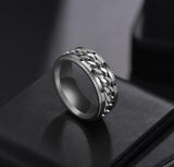 UZone Stainless Steel Men Spinner Ring Punk Rock Chain Rotable Rings For Women Accessories Gift