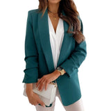Womens Ladies Long Sleeve Blazer Suit Coat Office Work Jacket Suit Double-breasted Oversized Fashion Solid Color Blazer