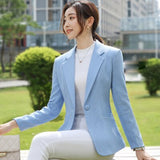 Soft Comfortable Quality Solid Jacket Blazer Business Office Lady Casual Style Blazer Women Wear Single Button Outwear Coat