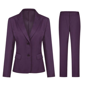 Women's Suit 2 Pcs Business Office Ladies Trouser Suits High Waist 2021 Blazer Women's Pants Fashion Female Two Pieces Suit Set