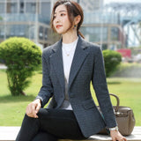 Wool Winter Autumn Women Plaid Blazers Jackets Work Office Lady Suit Slim Single Breasted Business Female Blazer Coat Talever