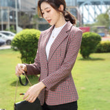 Wool Winter Autumn Women Plaid Blazers Jackets Work Office Lady Suit Slim Single Breasted Business Female Blazer Coat Talever