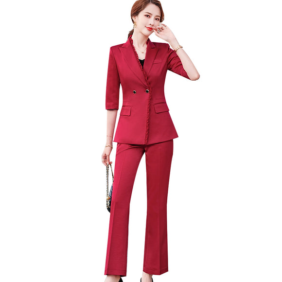 Women's Two-Piece Office Suit Daily Business Shirt And Wide Leg Pants Wearing Set Long Sleeves Outfit S-4XL костюм женский