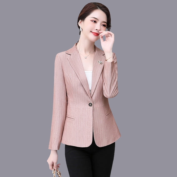 New Autumn Women Striped Blazer Jacket Women Casual Slim Long Sleeve Work Suit Coat Office Lady Business Blazers Ropa De Mujer