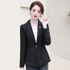 New Autumn Women Striped Blazer Jacket Women Casual Slim Long Sleeve Work Suit Coat Office Lady Business Blazers Ropa De Mujer