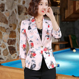 Feminino Women printing Blazer Notched Collar Coat Female Outerwear work Jacket women's business Blazers Elegant Blazer suits