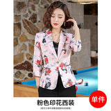 Feminino Women printing Blazer Notched Collar Coat Female Outerwear work Jacket women's business Blazers Elegant Blazer suits