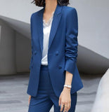 Women's Business Suits Blazer with Pants Working Two 2 Piece Suit Set Women Korean Ladies Office Work Wear Pants Suite Pink Blue