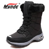 New Winter Women Boots Warm Plush Mid-Calf Women's Snow Boots Lace-up Outdoor Waterproof Hiking Boots Chaussures Femme Size 42