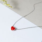 Aide 925 Sterling Silver Red Heart Pendant Necklace Heart Charm Threader Earrings Bracelet Ear Studs Valentine's gift for her