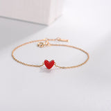 Aide 925 Sterling Silver Red Heart Pendant Necklace Heart Charm Threader Earrings Bracelet Ear Studs Valentine's gift for her