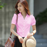 2020 New Solid Summer Tops Ladies Slim Shirts Plus Size 5XL Casual Work Wear Blouse Femme Women Short Sleeve Office Blouses