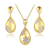 Kinel Hot Fashion 18K Gold Jewelry Sets Glossy Dangle Earrings Necklace For Women High Quality Ethnic Wedding Jewelry Set