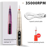 Professional 35000RPM Nail Drill Pen for Manicure Pedicure Set with Sanding Bands Nails Accessories Cutters for Manicure Machine