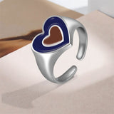IPARAM Vintage Y2K Double Heart Opening Enamel Ring For Women Fashion Korean Diyou Metal Heart Joint Ring Jewelry Wholesale