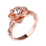 Rose Flower Rings For Women Jewelry Silvery Rose Gold 2Colors Vintage Finger Rings Female Wedding Promise Crystal Ring Gifts