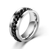 JUCHAO Cool Stainless Steel Rotatable Men Ring High Quality Spinner Chain Punk Women Jewelry for Party Gift