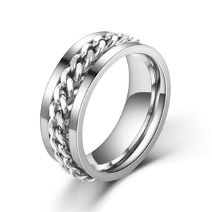 JUCHAO Cool Stainless Steel Rotatable Men Ring High Quality Spinner Chain Punk Women Jewelry for Party Gift