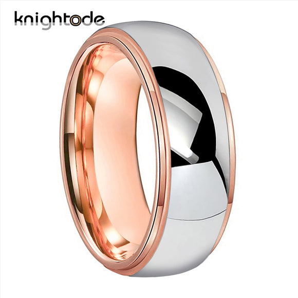 6/8mm Fashion Wedding Band For Men Women Tungsten Carbide Engagement Rings Lover's Jewelry Rose Gold Steped Dome Polishing
