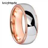 6/8mm Fashion Wedding Band For Men Women Tungsten Carbide Engagement Rings Lover's Jewelry Rose Gold Steped Dome Polishing