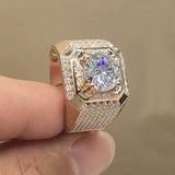Trendy White Zircon Ring Luxury Men's Ring Boyfriend Anniversary Engagement Wedding Band Party Jewelry Gift
