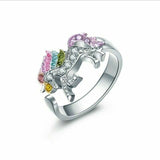Luxury Crystal Unicorn Rings Necklace Bracelet Earrings Jewelry Set Cute Cartoon Rainbow Horse Accessories For Women Jewelry