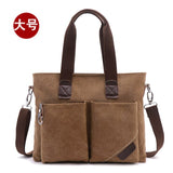 Men's Canvas Handbag Portable Briefcase Business Casual Male Shoulder Messenger Bag Computer Laptop Bag Double Pocket OfficeBags