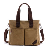 Men's Canvas Handbag Portable Briefcase Business Casual Male Shoulder Messenger Bag Computer Laptop Bag Double Pocket OfficeBags