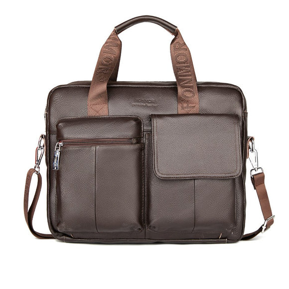 Genuine Leather Man Design Luxury Multifunction Purpose Business Briefcase Shoulder Bag Messenger Bag High Capacity Handbag Male