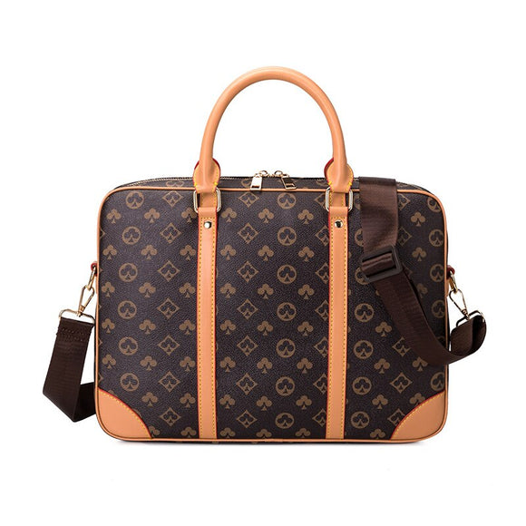 Men Women Leather Laptop Handbag Fashion Large Capacity Computer Briefcase Messenger Bag Vintage Business Casual Shoulder Bag