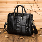 Briefcase Men Bag Laptop Pu Leather Waterproof Business Work Large Shoulder Messenger Bag For Man Office Vintage Black Casual