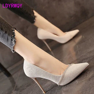 LDYRWQY 2021 new summer women's stiletto high heels Thin Heels  Artificial leather  Pointed Toe