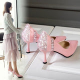 High Heels New 2020 Summer Pumps Women Shoes Woman Sexy Sequin Elegant Ladies Pink Wedding High-heeled Shoe Zapatos mujer