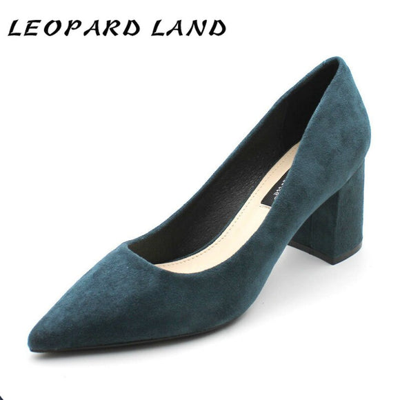 Women's Shoes Comfortable High Heels Pointed Shoes Professional OL Square Heels Suede Work Shoes for Lady TWS-685-1