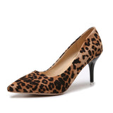 Shoes Woman High Heels Pumps 8cm Tacones Pointed Toe Stilettos Talon Femme Sexy Ladies Wedding Leopard Plus Size 34-44