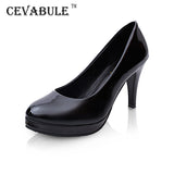 CEVABULE 2020 Spring Black Platform High Heels Fine with Shoes Ol Career round Shallow Mouth Hotel Tooling Shoes  LSS